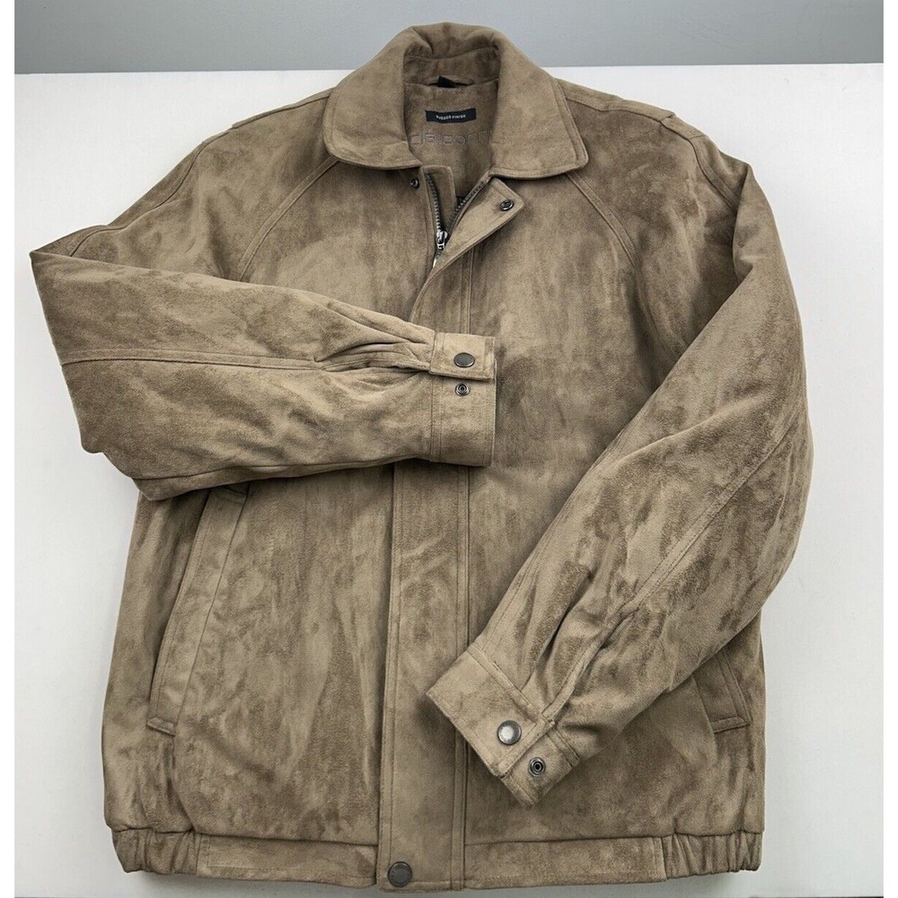Claiborne Sueded Finish Jacket Men's Large Brown Outerwear Coat Full Zip
